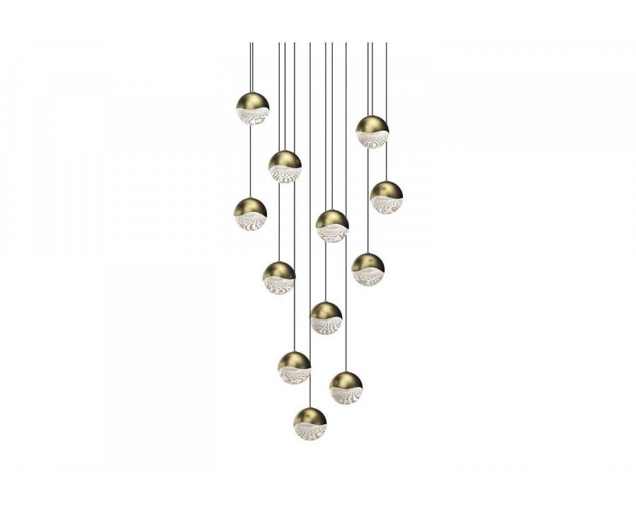 Sonneman Grapes LED Chandelier - Brass Finish, 12-Light Medium, Round Canopy