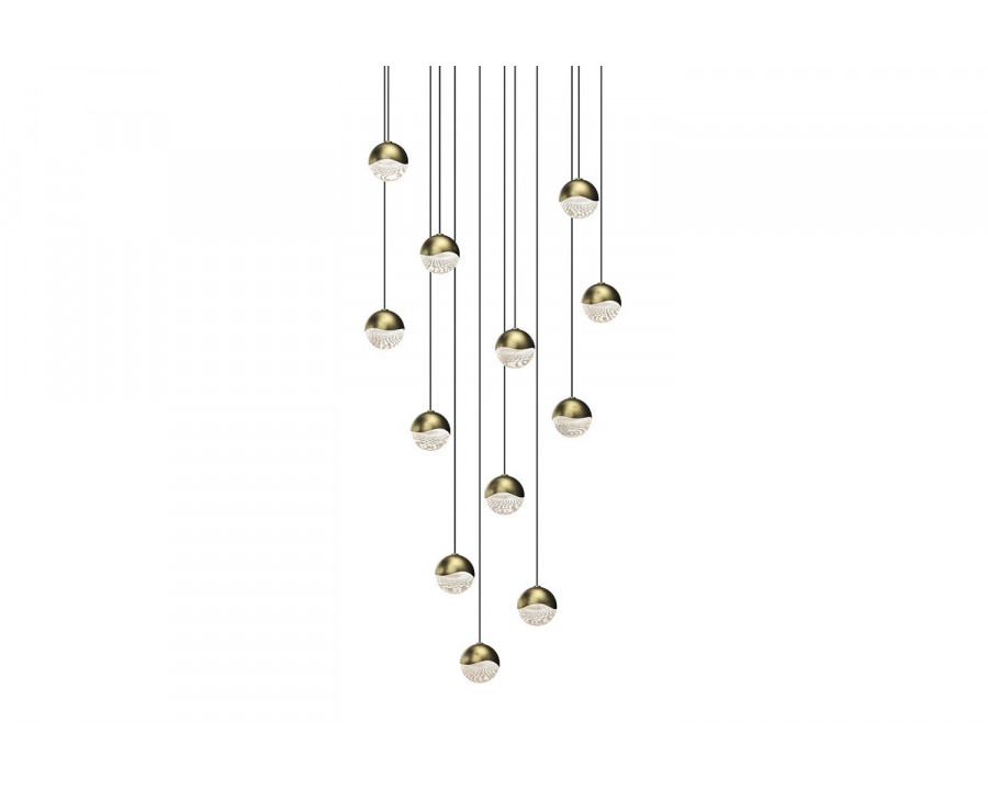 Sonneman Grapes LED Chandelier - Brass Finish, 12-Light Small, Round Canopy