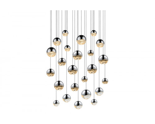 Sonneman Grapes LED Chandelier - Polished Chrome, 24-Light Assorted, Round Canopy