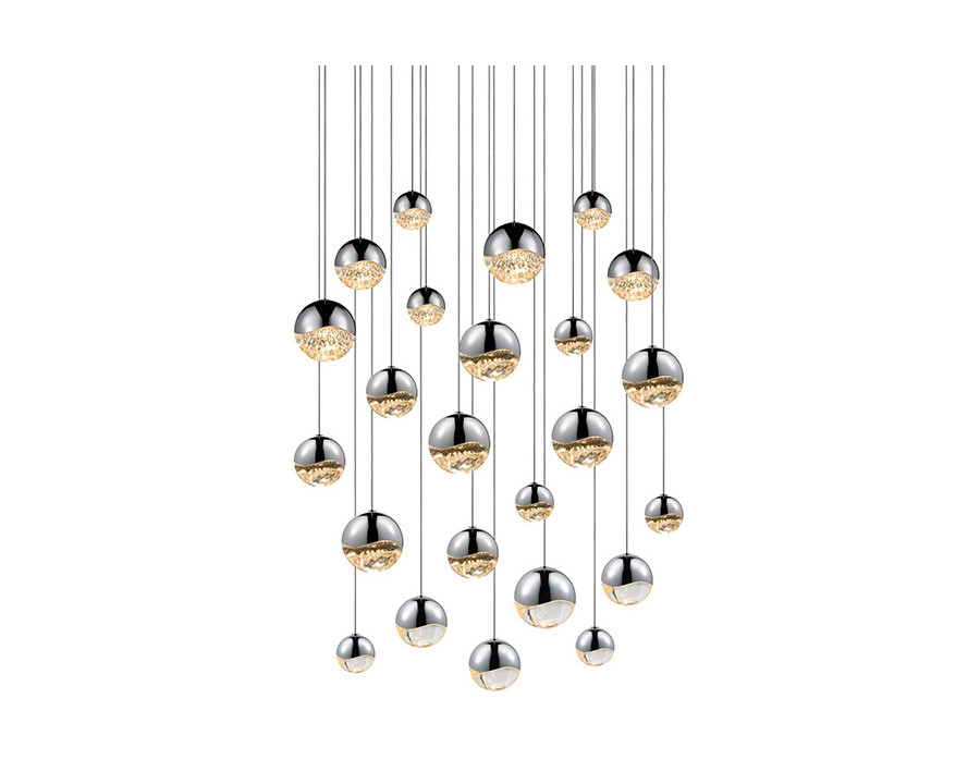 Sonneman Grapes LED Chandelier - Polished Chrome, 24-Light Assorted, Round Canopy