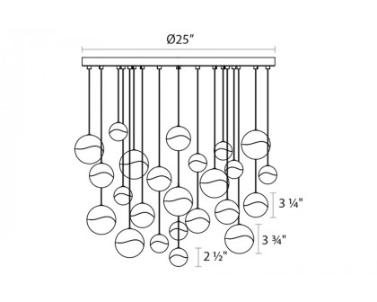 Sonneman Grapes LED Chandelier - Polished Chrome, 24-Light Assorted, Round Canopy