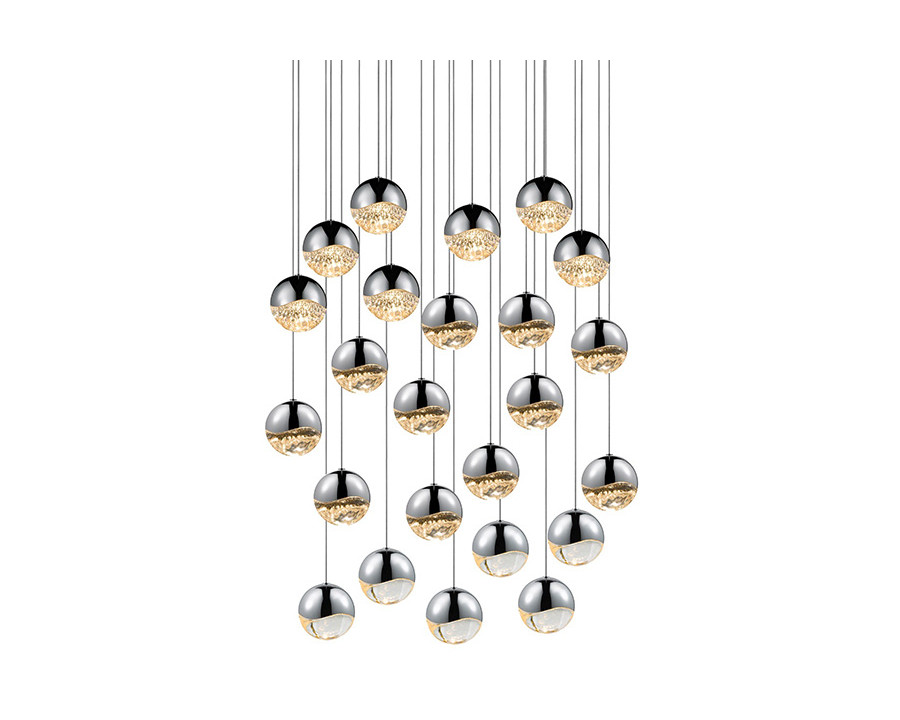 Sonneman Grapes LED Chandelier - Polished Chrome, 24-Light Large, Round Canopy