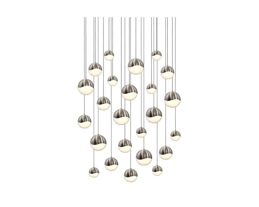 Sonneman Grapes LED Chandelier - Satin Nickel, 24-Light Assorted, Round Canopy