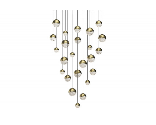 Sonneman Grapes LED Chandelier - Brass Finish, 24-Light Assorted, Round Canopy