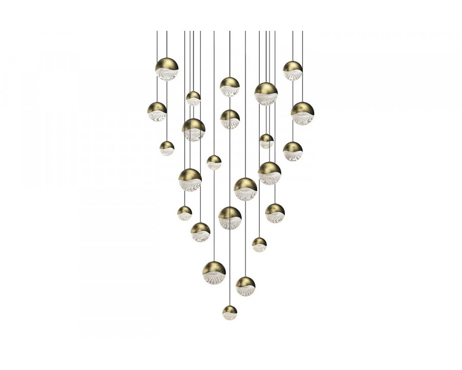 Sonneman Grapes LED Chandelier - Brass Finish, 24-Light Assorted, Round Canopy