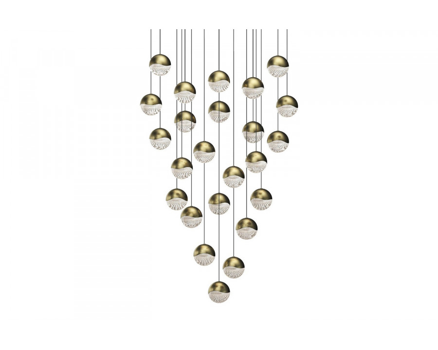 Sonneman Grapes LED Chandelier - Brass Finish, 24-Light Large, Round Canopy