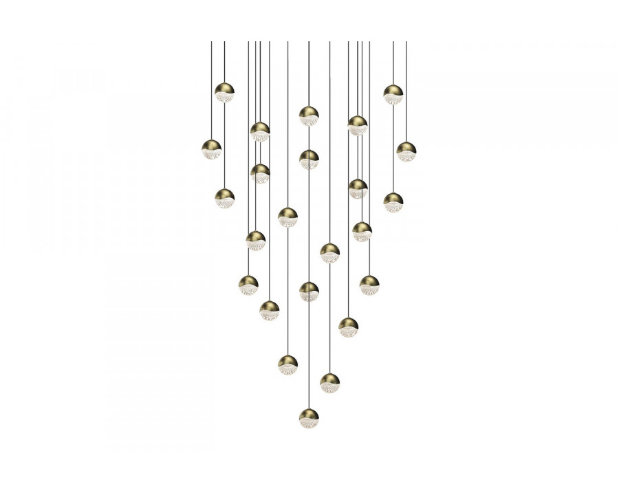 Sonneman Grapes LED Chandelier - Brass Finish, 24-Light Small, Round Canopy