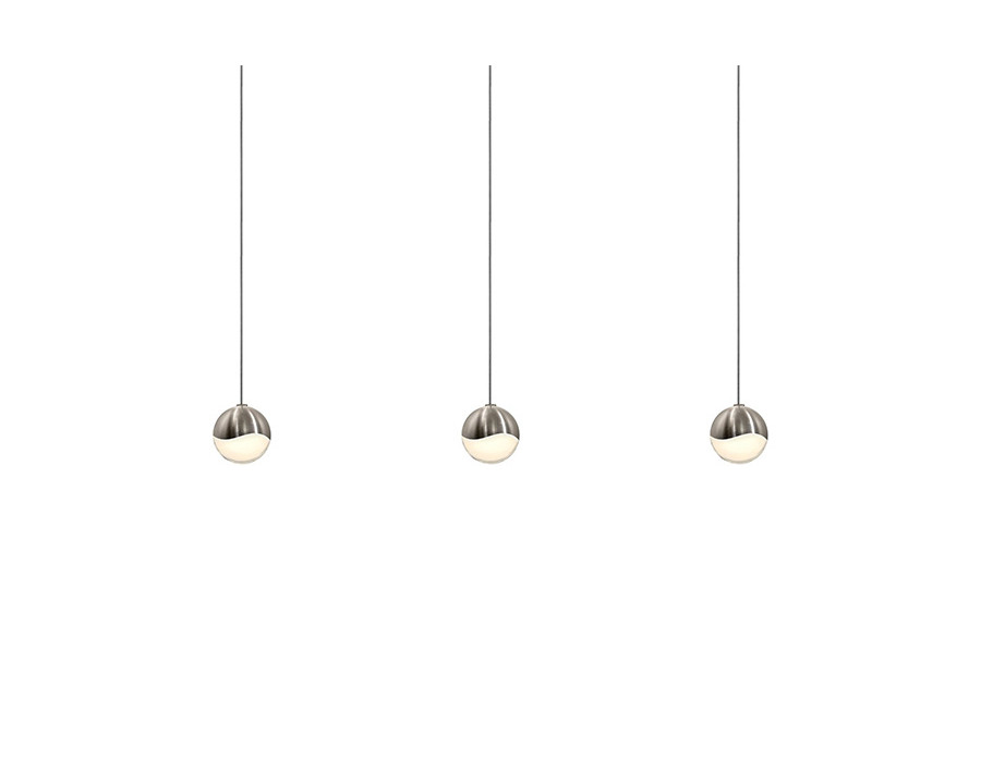 Sonneman Grapes LED Chandelier - Satin Nickel, 3-Light Small, Rectangle Canopy