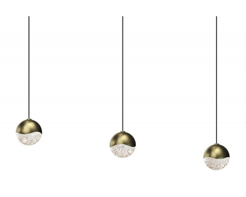 Sonneman Grapes LED Chandelier - Brass Finish, 3-Light Small, Rectangle Canopy