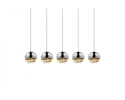 Sonneman Grapes LED Chandelier - Polished Chrome, 5-Light Large, Rectangle Canopy