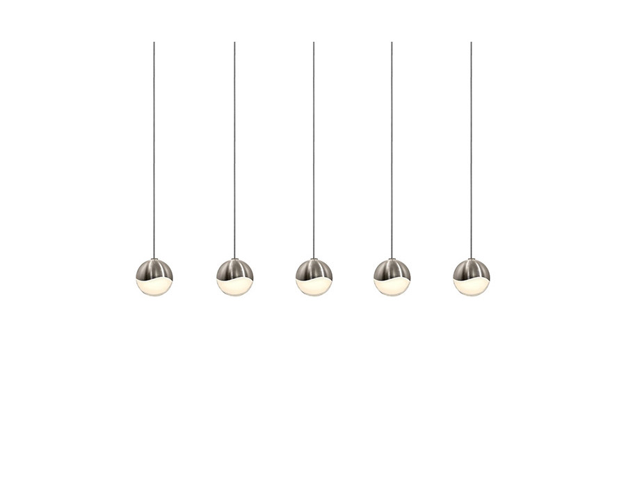 Sonneman Grapes LED Chandelier - Satin Nickel, 5-Light Small, Rectangle Canopy