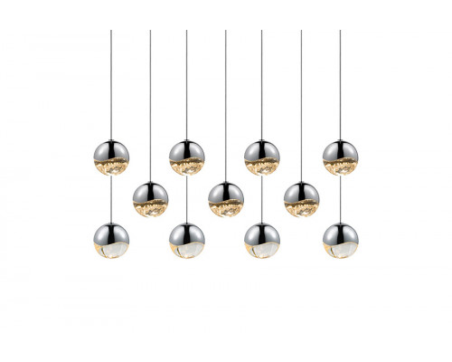 Sonneman Grapes LED Chandelier - Polished Chrome, 11-Light Medium, Rectangle Canopy