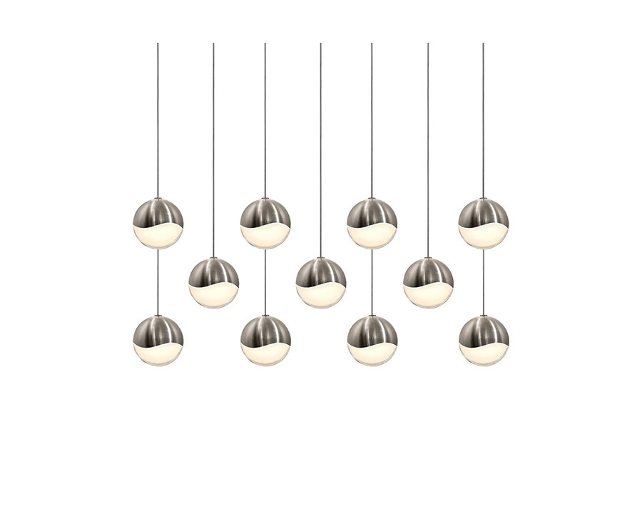 Sonneman Grapes LED Chandelier - Satin Nickel, 11-Light Medium, Rectangle Canopy