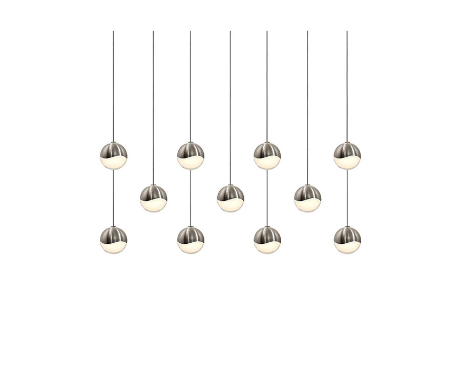 Sonneman Grapes LED Chandelier - Satin Nickel, 11-Light Small, Square Canopy