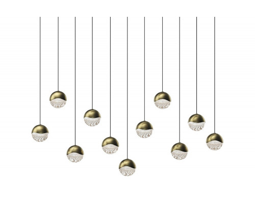 Sonneman Grapes LED Chandelier - Brass Finish, 11-Light Medium, Rectangle Canopy