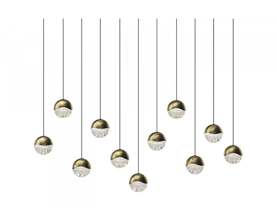 Sonneman Grapes LED Chandelier - Brass Finish, 11-Light Medium, Rectangle Canopy