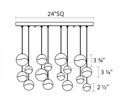 Sonneman Grapes LED Chandelier - Polished Chrome, 16-Light Assorted, Square Canopy