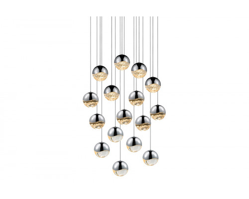 Sonneman Grapes LED Chandelier - Polished Chrome, 16-Light Large, Square Canopy