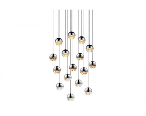 Sonneman Grapes LED Chandelier - Polished Chrome, 16-Light Medium, Square Canopy