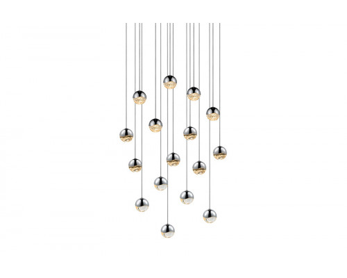 Sonneman Grapes LED Chandelier - Polished Chrome, 16-Light Small, Square Canopy