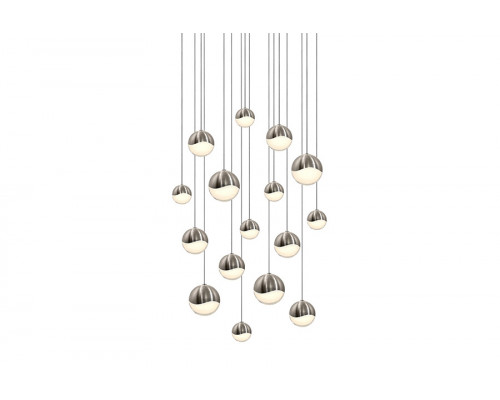 Sonneman Grapes LED Chandelier - Satin Nickel, 16-Light Assorted, Square Canopy