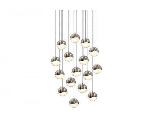 Sonneman Grapes LED Chandelier - Satin Nickel, 16-Light Large, Square Canopy