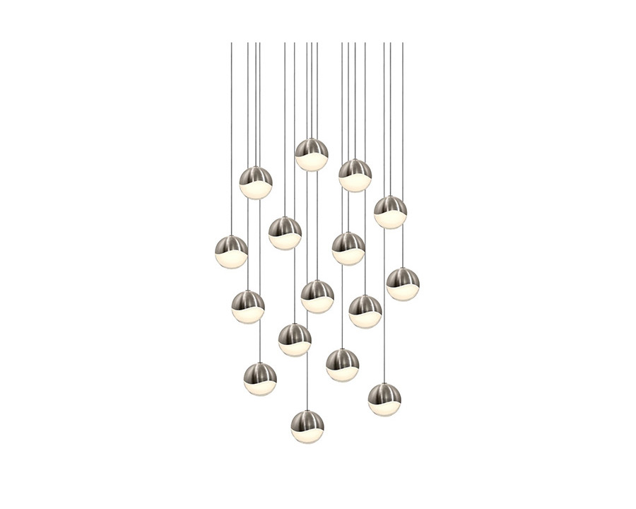 Sonneman Grapes LED Chandelier - Satin Nickel, 16-Light Medium, Square Canopy