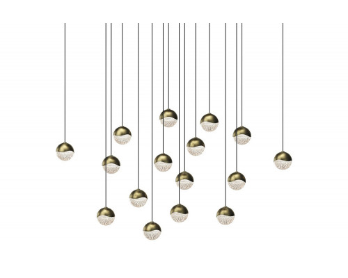 Sonneman Grapes LED Chandelier - Brass Finish, 16-Light Small, Square Canopy