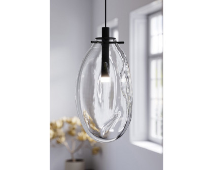 Sonneman Liquid LED Single Pendant - Satin Black, 1-Light Standard, Standard, Clear Glass