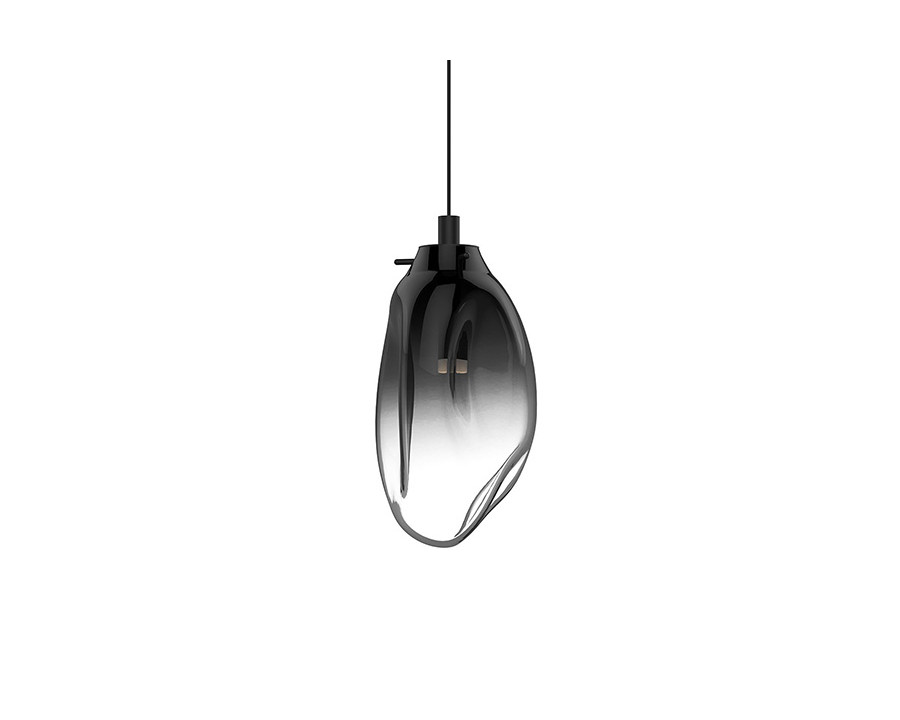 Sonneman Liquid LED Single Pendant - Satin Black, 1-Light Standard, Standard, Smoke Fade Glass