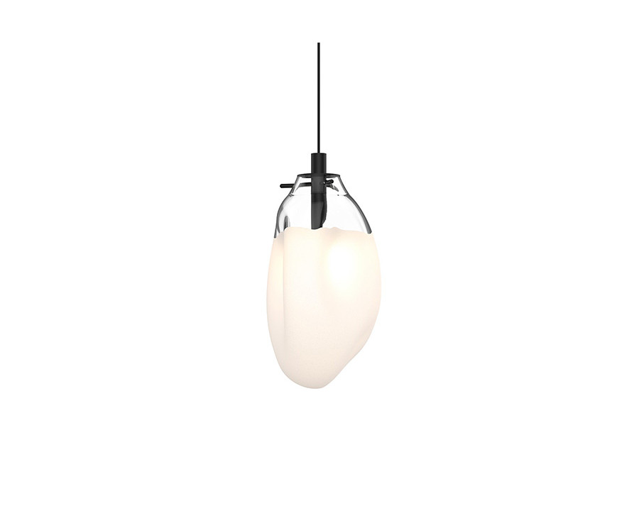 Sonneman Liquid LED Single Pendant - Satin Black, 1-Light Standard, Standard, Poured White Glass