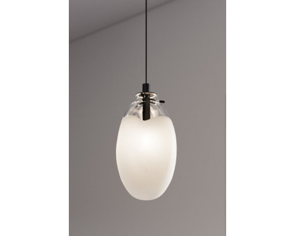 Sonneman Liquid LED Single Pendant - Satin Black, 1-Light Standard, Standard, Poured White Glass