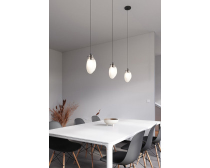 Sonneman Liquid LED Single Pendant - Satin Black, 1-Light Standard, Standard, Poured White Glass