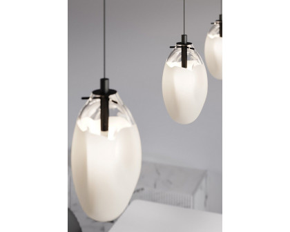 Sonneman Liquid LED Single Pendant - Satin Black, 1-Light Standard, Standard, Poured White Glass