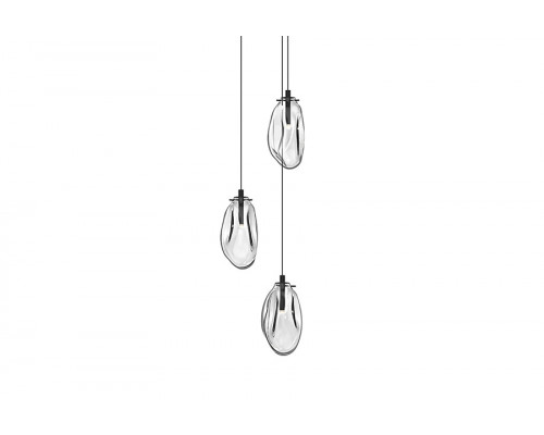 Sonneman Liquid LED Chandelier - Satin Black, 3-Light Standard, Round Canopy, Clear Glass