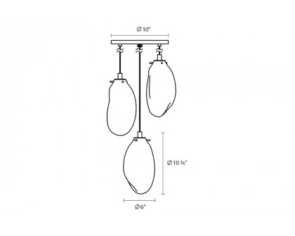 Sonneman Liquid LED Chandelier - Satin Black, 3-Light Standard, Round Canopy, Clear Glass