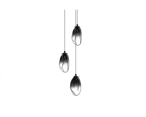 Sonneman Liquid LED Chandelier - Satin Black, 3-Light Standard, Round Canopy, Smoke Fade Glass