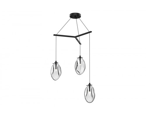 Sonneman Liquid LED Chandelier - Satin Black, 3-Light Standard, Tri-Spreader, Clear Glass