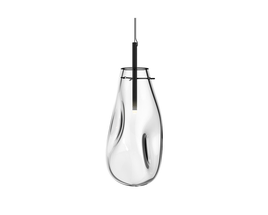 Sonneman Liquid LED Single Pendant - Satin Black, 1-Light Large, Standard, Clear Glass