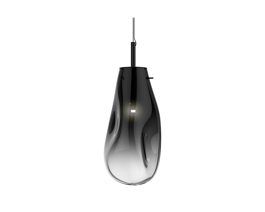 Sonneman Liquid LED Single Pendant - Satin Black, 1-Light Large, Standard, Smoke Fade Glass