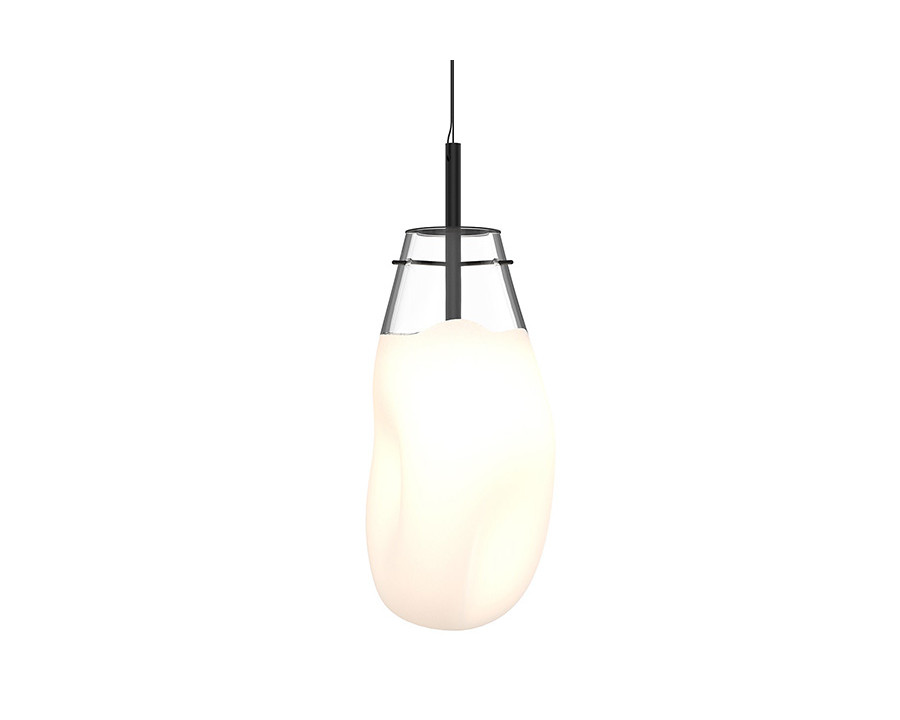 Sonneman Liquid LED Single Pendant - Satin Black, 1-Light Large, Standard, Poured White Glass