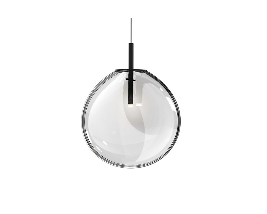 Sonneman Cantina LED Single Pendant - Satin Black, Large, Clear Glass