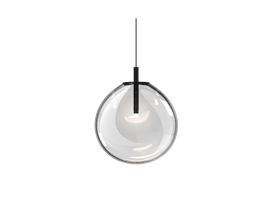 Sonneman Cantina LED Single Pendant - Satin Black, Medium, Clear Glass