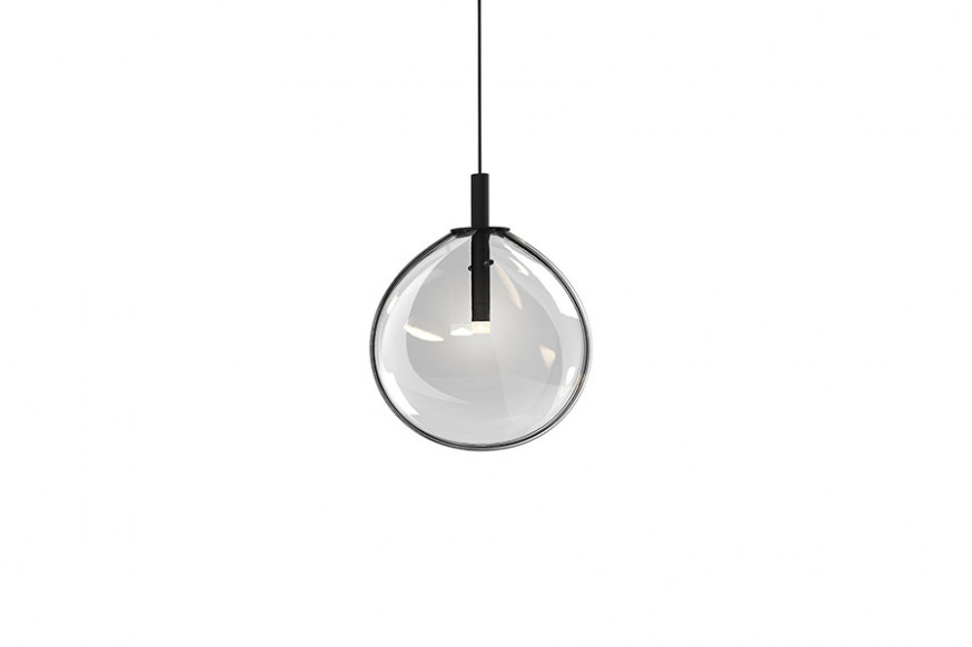 Sonneman™ Cantina LED Single Pendant - Satin Black, Small, Clear Glass