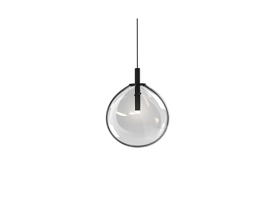 Sonneman Cantina LED Single Pendant - Satin Black, Small, Clear Glass