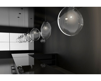 Sonneman™ Cantina LED Single Pendant - Satin Black, Small, Clear Glass