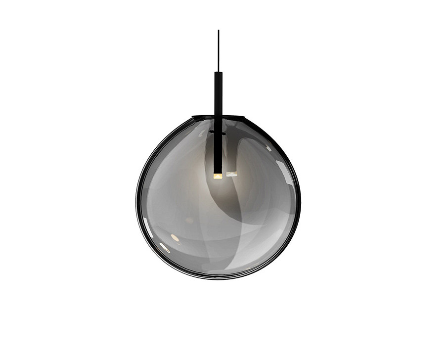 Sonneman Cantina LED Single Pendant - Satin Black, Large, Smoke Fade Glass