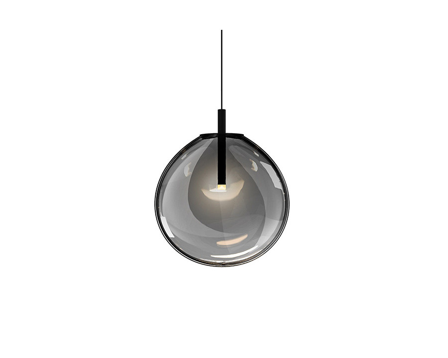 Sonneman Cantina LED Single Pendant - Satin Black, Medium, Smoke Fade Glass