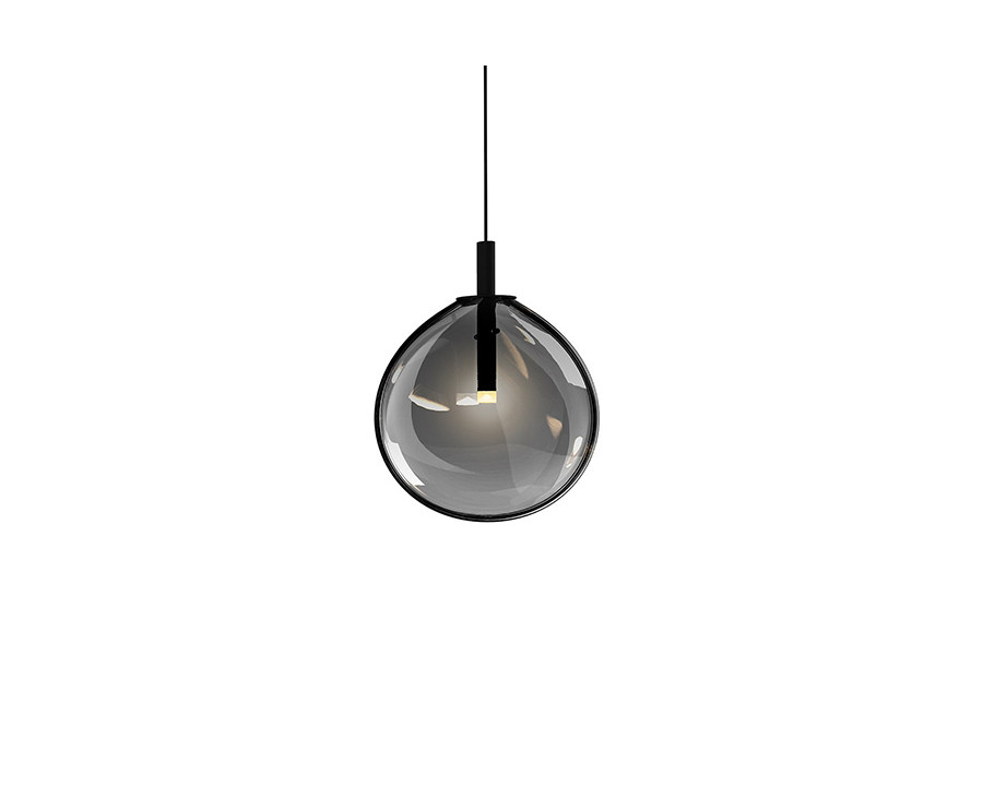 Sonneman Cantina LED Single Pendant - Satin Black, Small, Smoke Fade Glass