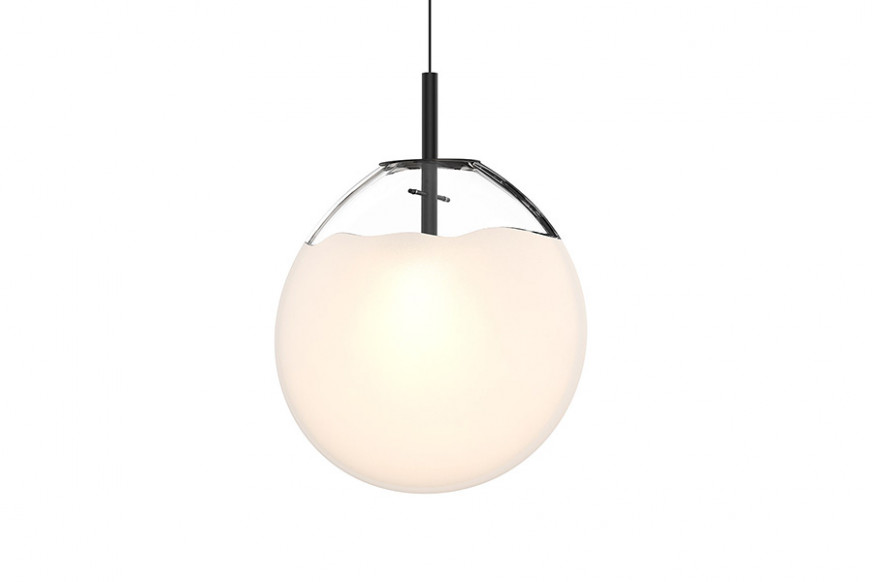 Sonneman™ Cantina LED Single Pendant - Satin Black, Large, Poured White Glass